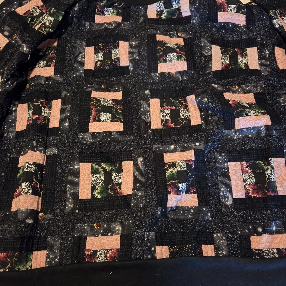 Grandma's Vintage Hand‎ made Quilt Block Quilted Jacket XL Patchwork Grandmacore